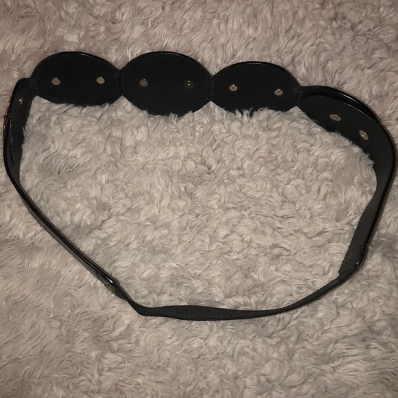 Chicos Black Leather boho silver belt buckle EUC M - Picture 2 of 4